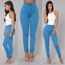 Load image into Gallery viewer, Women Jeans Fashion Solid Leggings Sexy Fitness High Waist Trousers Female White Black Blue Skinny Fashion Clothing