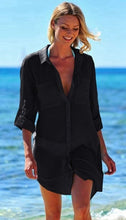 Load image into Gallery viewer, Women Kaftan Beach Dress Cover Up Long Shirts Pareos Sarongs 2018 Sexy Bikini Solid Cover-Up Tunic Swimsuit Robe De Plage White