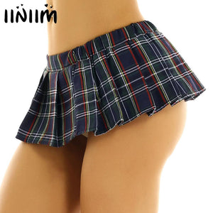 Women Ladies Japanese School Pleated Skirt Sexy Micro Mini Preppy Harajuku Plaid Skirts Scottish Grid A Line Miniskirt Club Wear