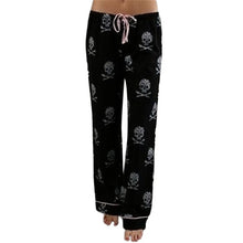 Load image into Gallery viewer, Women Lady Causal Daily High Waist  Skull Print Wide Calf Length Long Leg Pants Women&#39;s plus size Harajuku Pants #82015