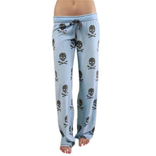 Load image into Gallery viewer, Women Lady Causal Daily High Waist  Skull Print Wide Calf Length Long Leg Pants Women&#39;s plus size Harajuku Pants #82015