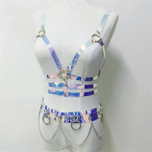 Load image into Gallery viewer, Women Laser Transparent PVC Caged Bra Body Harness Belt 2019 Sexy Waist Belt Bondage Female Holographic Strap Top Waist Belts