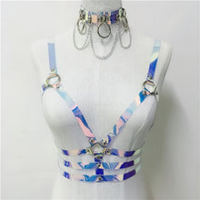 Load image into Gallery viewer, Women Laser Transparent PVC Caged Bra Body Harness Belt 2019 Sexy Waist Belt Bondage Female Holographic Strap Top Waist Belts