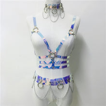 Load image into Gallery viewer, Women Laser Transparent PVC Caged Bra Body Harness Belt 2019 Sexy Waist Belt Bondage Female Holographic Strap Top Waist Belts