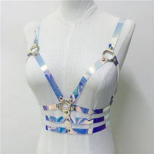 Load image into Gallery viewer, Women Laser Transparent PVC Caged Bra Body Harness Belt 2019 Sexy Waist Belt Bondage Female Holographic Strap Top Waist Belts