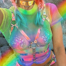 Load image into Gallery viewer, Women Laser Transparent PVC Caged Bra Body Harness Belt 2019 Sexy Waist Belt Bondage Female Holographic Strap Top Waist Belts