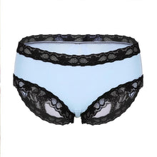 Load image into Gallery viewer, Women Lingerie Slinky Open Butt Lace Bowknot Sexy Sissy Panties Semi Sheer Knickers Briefs Underwear with Lace Trim for Ladies