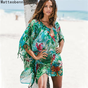 Women Print Pareo Beach Cover Up Chiffon Saida De Praia tunic Summer dress beach bikini cover up Swimsuit Kaftan Swim Beach Wear
