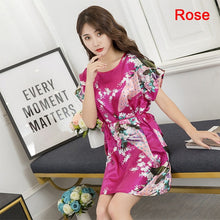 Load image into Gallery viewer, Women Satin Sleepwear Silk Nightgown Short Sleeve Nightdress Women Ladies Fuax Silk Robes Nightwear Night Dress