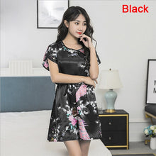 Load image into Gallery viewer, Women Satin Sleepwear Silk Nightgown Short Sleeve Nightdress Women Ladies Fuax Silk Robes Nightwear Night Dress
