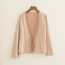 Load image into Gallery viewer, Women Self Tie Front Satin Blouse Satin Shirt
