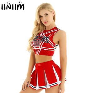 Women Sexy Japanese Schoolgirl Cosplay Uniform Dirndl Girl Sexy Lingerie Gleeing Cheerleader Costume Set Halloween Costume Femme