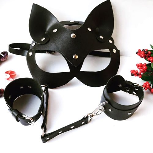 Women Sexy Mask Half Eyes Cosplay Face Cat Leather Mask Costume Masquerade Ball Carnival Fancy Masks