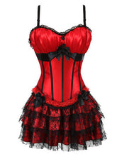Load image into Gallery viewer, Women Sexy Shoulder Straps Overbust Corset Bustier Top With Mini Lace Skirt Fancy Dresses Costume Sexy Gothic Corsets Dress