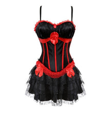 Load image into Gallery viewer, Women Sexy Shoulder Straps Overbust Corset Bustier Top With Mini Lace Skirt Fancy Dresses Costume Sexy Gothic Corsets Dress