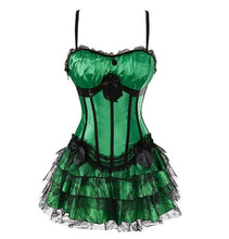 Load image into Gallery viewer, Women Sexy Shoulder Straps Overbust Corset Bustier Top With Mini Lace Skirt Fancy Dresses Costume Sexy Gothic Corsets Dress