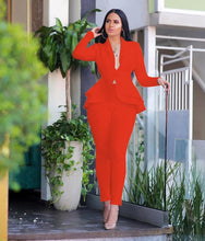 Load image into Gallery viewer, Women Sexy V Neck Tops and Skinny Pants Set 2 Two Piece Set Elegant Office Ladies Workwear Outfits Casual Tracksuit Plus Size