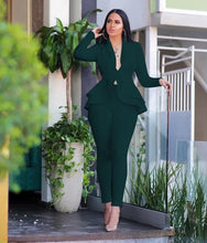 Load image into Gallery viewer, Women Sexy V Neck Tops and Skinny Pants Set 2 Two Piece Set Elegant Office Ladies Workwear Outfits Casual Tracksuit Plus Size