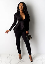 Load image into Gallery viewer, Women Sexy V Neck Tops and Skinny Pants Set 2 Two Piece Set Elegant Office Ladies Workwear Outfits Casual Tracksuit Plus Size