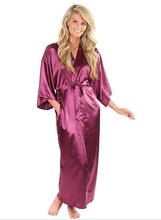 Load image into Gallery viewer, Women Silk Satin Long Wedding Bride Bridesmaid Robe Kimono Robe Feminino Bath Robe Large Size XXXL Peignoir Femme Sexy Bathrobe