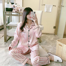 Load image into Gallery viewer, Women Silk Satin Pajamas Set Long Sleeve Trousers Pajamas Button-Down Printing Sleepwear Loungewear Women&#39;s Set Pyjamas Mujer