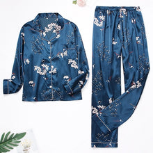 Load image into Gallery viewer, Women Silk Satin Pajamas Set Long Sleeve Trousers Pajamas Button-Down Printing Sleepwear Loungewear Women&#39;s Set Pyjamas Mujer