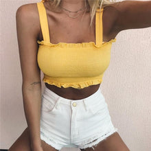 Load image into Gallery viewer, Women Summer Casual Plaid Print Solid Color Fashion Bowknot Strap Sleeveless Camisole Top Sexy Plaid Print Elastic Slim Crop Top