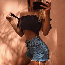 Load image into Gallery viewer, Women Summer Casual Plaid Print Solid Color Fashion Bowknot Strap Sleeveless Camisole Top Sexy Plaid Print Elastic Slim Crop Top