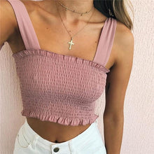Load image into Gallery viewer, Women Summer Casual Plaid Print Solid Color Fashion Bowknot Strap Sleeveless Camisole Top Sexy Plaid Print Elastic Slim Crop Top