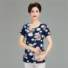 Load image into Gallery viewer, Women T Shirt 2018 Plus Size tshirt 4XL Print Short Sleeve Milk Silk T-Shirt Fashion Middle Age Mother Clothing Vestidos