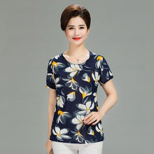 Load image into Gallery viewer, Women T Shirt 2018 Plus Size tshirt 4XL Print Short Sleeve Milk Silk T-Shirt Fashion Middle Age Mother Clothing Vestidos