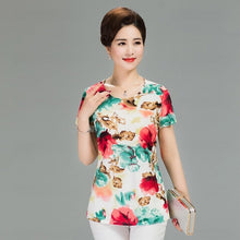Load image into Gallery viewer, Women T Shirt 2018 Plus Size tshirt 4XL Print Short Sleeve Milk Silk T-Shirt Fashion Middle Age Mother Clothing Vestidos
