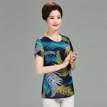 Load image into Gallery viewer, Women T Shirt 2018 Plus Size tshirt 4XL Print Short Sleeve Milk Silk T-Shirt Fashion Middle Age Mother Clothing Vestidos