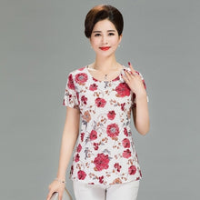 Load image into Gallery viewer, Women T Shirt 2018 Plus Size tshirt 4XL Print Short Sleeve Milk Silk T-Shirt Fashion Middle Age Mother Clothing Vestidos