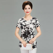 Load image into Gallery viewer, Women T Shirt 2018 Plus Size tshirt 4XL Print Short Sleeve Milk Silk T-Shirt Fashion Middle Age Mother Clothing Vestidos