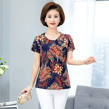 Load image into Gallery viewer, Women T Shirt 2018 Plus Size tshirt 4XL Print Short Sleeve Milk Silk T-Shirt Fashion Middle Age Mother Clothing Vestidos