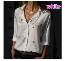 Load image into Gallery viewer, Women White Blouses Basic Selling Button Solid 2020 summer Long Sleeve Shirt Female Chiffon Women&#39;s Slim Clothing Plus Size Tops