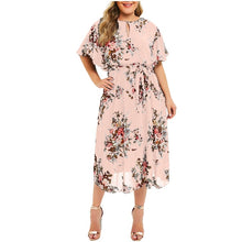 Load image into Gallery viewer, Women&#39;s Dress Ladies Fashion Temperament Large Size Ladies Casual Print Round Neck Short-sleeved Dress #38