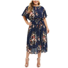 Load image into Gallery viewer, Women&#39;s Dress Ladies Fashion Temperament Large Size Ladies Casual Print Round Neck Short-sleeved Dress #38