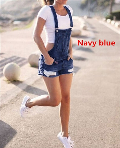 Women's Jeans Suspender Denim Frayed Blue Denim Shorts Female Skinny SiamesHot Jean Short Overall Romper Siamese Plus Size S-5XL