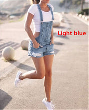 Load image into Gallery viewer, Women&#39;s Jeans Suspender Denim Frayed Blue Denim Shorts Female Skinny SiamesHot Jean Short Overall Romper Siamese Plus Size S-5XL