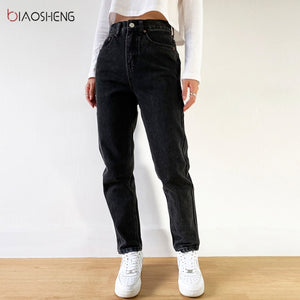 Women's Pants Mom Jeans Woman 2020 Undefined Baggy Oversize Loose Wide Denim Pants Fashion High Waisted Straight Trousers