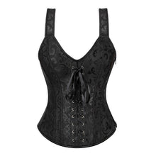 Load image into Gallery viewer, Women&#39;s Retro Steampunk Corset Vest Sexy Gothic Overbust Corset Top PU Leather Lace Up zipper Side Corsets and Bustiers