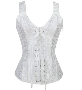 Women's Retro Steampunk Corset Vest Sexy Gothic Overbust Corset Top PU Leather Lace Up zipper Side Corsets and Bustiers