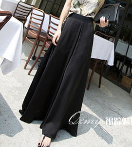 Women's Ruffle High Waist Maxi Long Chiffon Palazzo Pant Skirts plus size wide leg leisure trousers