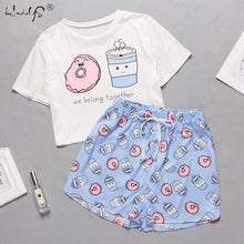 Load image into Gallery viewer, Women&#39;s Sleepwear Cute Cartoon Print Short Set Pajamas for Women  Pajama Set Sweet Short Sleeve T Shirts &amp; Shorts Summer Pijama