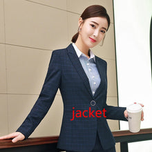 Load image into Gallery viewer, Women&#39;s business suit suit 2019 autumn lattice slim long sleeve small suit jacket temperament casual nine pants and skirt