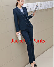 Load image into Gallery viewer, Women&#39;s business suit suit 2019 autumn lattice slim long sleeve small suit jacket temperament casual nine pants and skirt