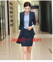 Load image into Gallery viewer, Women&#39;s business suit suit 2019 autumn lattice slim long sleeve small suit jacket temperament casual nine pants and skirt