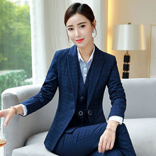 Load image into Gallery viewer, Women&#39;s business suit suit 2019 autumn lattice slim long sleeve small suit jacket temperament casual nine pants and skirt